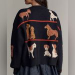 Maeve NWT Anthropologie Dogs Tie-Front Cardigan in Navy Dog Photo 1
