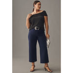 Maeve  The Colette Cropped Wide Leg Pants: Brushed Knit Edition Blue Sz 16 Photo 1