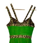 Mandalay Jade Green Gold Silk Beaded Maxi Long Gown Evening Formal Dress Women 8 Photo 6