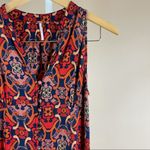 Free People  Size 2 Flowy Boho V Neck Button Tank Top Funky Grunge Vibrant Photo 6
