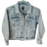 Gap  Denim Icon Jean Jacket‎ XS Light Indigo Blue Classic Trucker Cropped Womens Photo 0