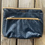 Joan & David  Navy Blue And Tan Woven Cosmetic Bag‎ Makeup Toiletries Photo 0