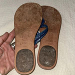 Brighton  “onyx” sandal blue braided leather tan soles crystal medallion size 6.5 Photo 5