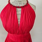 Hoagland New York Red Silk Halter Dress Crystal Beaded Dress size 12 Photo 6