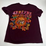 Sublime  Womens Size Medium Burgundy Purple Short Sleeve‎ Cotton Shirt Rock Sun Photo 0