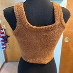 Hazel Moon brown fuzzy sleeveless sweater crop top size S Photo 2