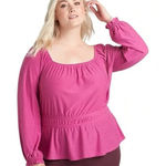 Lane Bryant  SQAURE NECK KNIT PEPLUM TOP PINK PURPLE ORCHID‎ WOMEN PLUS SIZE 2X Photo 0