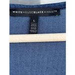 White House | Black Market B7 Denim Flutter‎ V Neck Blouse Short Sleeve Shirt Blue Large Stretchy Photo 3