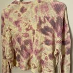 BP  Cropped Top Long Sleeve Tie-Dye Yellow Pink Purple Casual Ribbed Neutral Photo 5