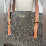 Calvin Klein Double Handle Satchel Bag Brown/Tan-Medium Photo 1