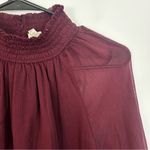 Joie NWT  Burgundy Wine Long Sleeve Sheer Smocked Blouse Photo 4