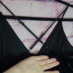 EXPRESS  BLACK VELVET CROSS STRAP BACK STRAIGHT LEG JUMPSUIT MEDIUM Photo 8