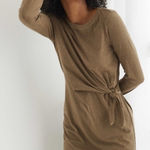 Aerie  Olive Green Long Sleeve Knot Waist Midi Dress Sz S Photo 0
