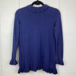 Lilly Pulitzer Navy Blue Open Cotton Cardigan Sweater Ruffle Edges Long Sleeve L Photo 1