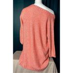 H&M Pink Multi Color Crewneck 3/4 Sleeve Long Tunic Acrylic Sweater Size Small Photo 3