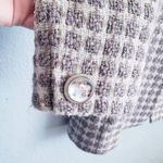 Vintage Worth New York Taupe and Cream Diamond Bling Scoop Neck Wool Blazer Coat Gray Size 10 Photo 2