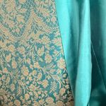 Teal and Gold Patterned Jacket Blue Photo 5
