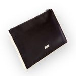 Carlos Santana new 𒀭Vegan Leather Faux Fur Pom Pom Clutch Handbag Bag 𒀭Black Photo 1