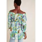 NWT Maeve by Anthropologie Frankie off‎ the shoulder Paisley sz medium Green Photo 1
