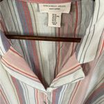 Sincerely Jules Striped Boxy Button Down Shirt Pink Size XL Photo 4