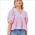 Hunter Bell Landry Puff Sleeve Peplum Top in Light Pink Size XS Photo 2