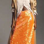 Anthropologie Vibrant Sequin Pencil Skirt,Orange Sequin Disc Skirt size 6 Photo 0