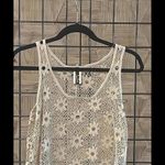 Julia Womens Tank Top Small Beige Tan Crochet Floral Bohemian Photo 1