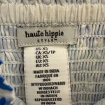 Haute Hippie  Blue White Coral Print Smocked Peplum Top XS Photo 3