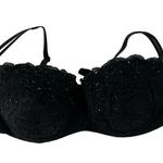 Victoria's Secret Victoria’s Secret Black Beaded Push Up Bra Sz 36B Photo 6