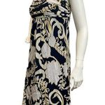 Ann Taylor Sz 4 Womens White Black Yellow Floral Strapless 100% Silk Dress Photo 2