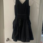 NWOT Nina Ricci Paris V Neck Mini Dress Taffeta Silk Chiffon Black Photo 5