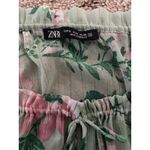 ZARA  Green Floral Sheer Metallic Button Blouse Top Size Small Flowy Boho Career Photo 7