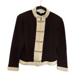St. John Collection Knit Brown Jacket contrasting trim along the collar Size 8 Photo 6