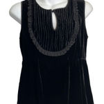 J.Crew  Black Velvet Ruffle Sleeveless Smocked Top Y2K Photo 0