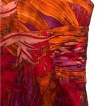 Kay Unger NY VIBRANT PINK ORANGE FLORAL SHORT SLEEVE SATIN SILK SHEATH DRESS 2 Photo 2
