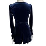 Urban Outfitters Velver Wrap Romper Blue Party Holiday Size S Photo 4