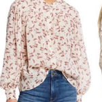 frame denim  100% silk floral blouson blouse size small Photo 0