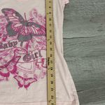 Common Threads Y2K Baby Girl Pink Butterfly Tattoo Tee M Side Ruched Vintage Photo 5