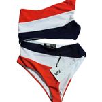 Beach Riot  Joyce One Piece Red Colorblock One Shoulder Swimsuit XS Americana Photo 2