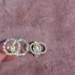 Silver Tone Cubic Zirconia Open Circle Stud Clip On Earrings Costume Jewelry Photo 4