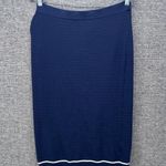 House of Harlow 1960 Knit Pencil Skirt Size M Designer Luxe Navy Blue White Trim Size M Photo 6