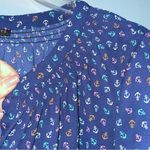 Talbots Gauzy Button Down Anchor Print Long Sleeve Shirt Size Small Photo 5