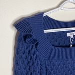 525 America square neck ruffle cable sweater sz S Photo 3