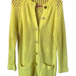 Vintage Authentic 60s 70s yellow cardigan Crochet Sweater Grandmacore Twee Size M Photo 0