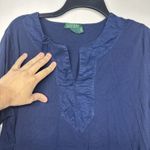 Ralph Lauren  Women’s Tunic Top 2X Navy Blue V-Neck 3/4 Sleeve Plus Size Blouse Photo 3