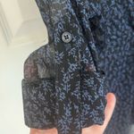 EXPRESS Floral Blue and Black Sheer Women's Top by Size XS Photo 2