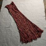 Angie Vintage  paisley print pink long midi dress tiered ruffle hem neckline Photo 4