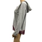 Maurice's  Gray Burgundy Plaid Lagenlook Kangaroo Pocket Lightweight Sweatshirt M Photo 1
