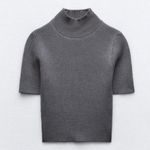 ZARA Women’s Grey Knitted High Neck Cropped Top Size Large new Photo 4