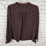 Ann Taylor Blouse Ruffled Collar Cuffs Button Down Horseshoe Horses Burgundy S Photo 1